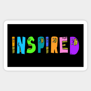 Cute Inspired Motivational Dancing Text Illustrated Letters, Blue, Green, Pink for all inspired people, who enjoy in Creativity and are on the way to change their life. Are you inspired for a Change? To Change yourself and make an Impact. Magnet